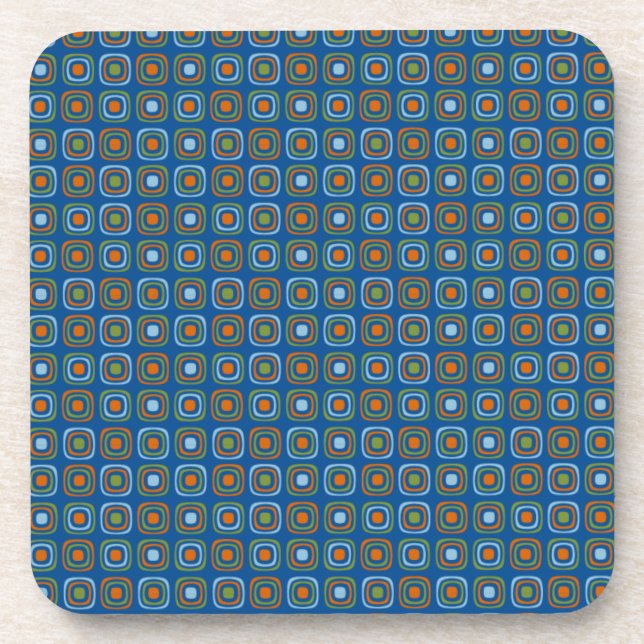 Retro Cat Pattern Beverage Coaster (Front)