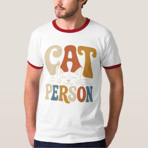 Retro Cat Person Typography Cat Lover T-Shirt