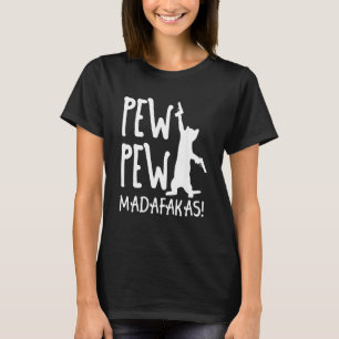 Retro Cat Pew Pew Madafakas   Crazy Kitten Cats   T-Shirt
