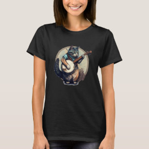Retro Cat Playing Banjo Cute Kitten Banjo Player C T-Shirt