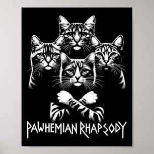 Retro Cat Rock Music Concert Band Men Kids Women F Poster