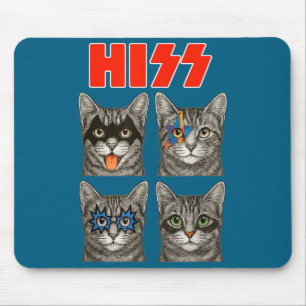 Retro Cat Rock Music Concert Illustration Mouse Pad