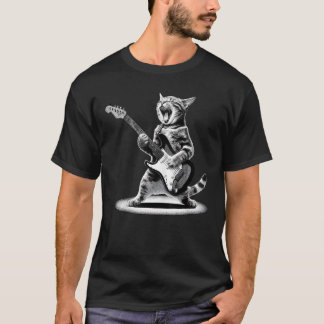 Retro Cat Rock Music T-Shirt