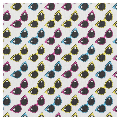 Retro Cat Sunglasses Pattern Fabric