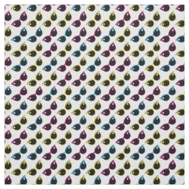 Retro Cat Sunglasses Pattern Fabric (Swatch)