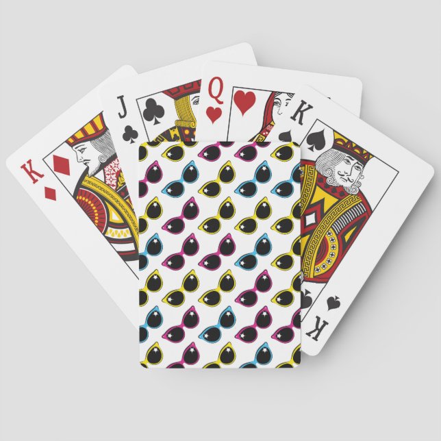Retro Cat Sunglasses Pattern Poker Cards (Back)