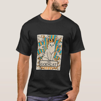 Retro Cat The God Cat Tarot Card Halloween Cat Mom T-Shirt