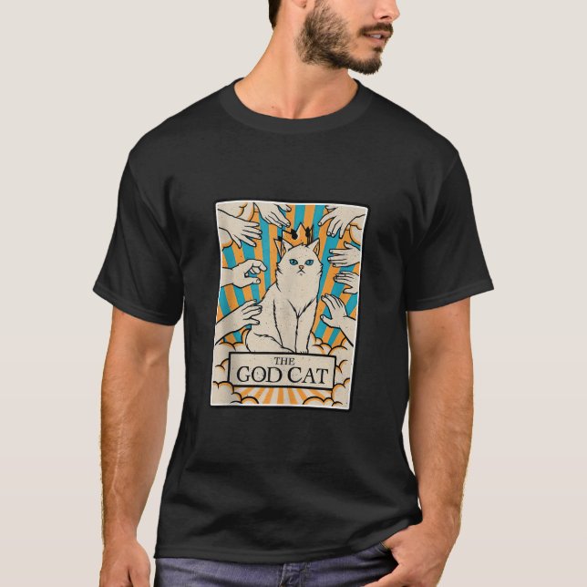 Retro Cat The God Cat Tarot Card Halloween Cat Mom T-Shirt (Front)