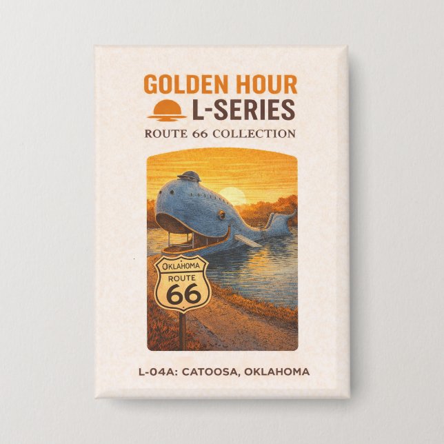 Retro Catoosa Oklahoma Route 66 Landmark Art Button (Front)