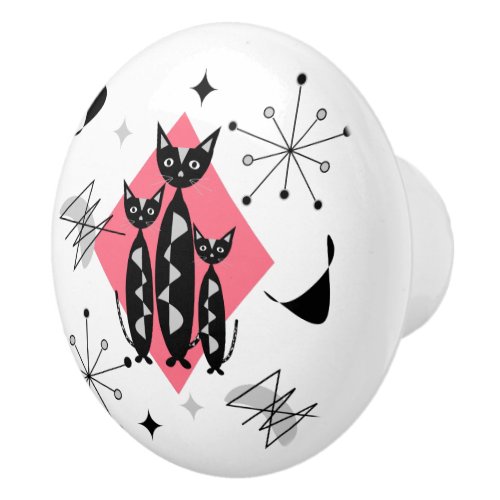 Retro Cats Atomic Starburst Modern Mid Century Ceramic Knob