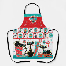 Retro Cats Christmas Apron
