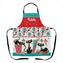 Retro Cats Christmas Apron- Customizable