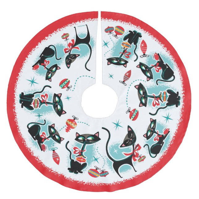 Retro Cats Christmas Brushed Polyester Tree Skirt (Front)