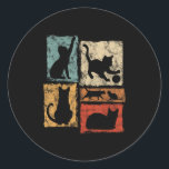 Retro Cats Every Day Habits Graphic For Cat Dad An Classic Round Sticker<br><div class="desc">Retro Cats Every Day Habits Graphic For Cat Dad And Mom</div>