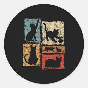 Retro Cats Every Day Habits Graphic For Cat Dad An Classic Round Sticker