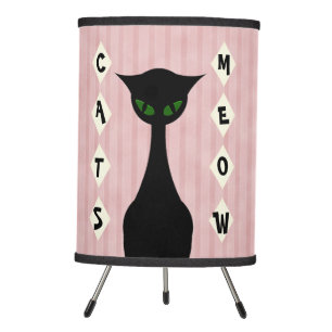 Retro Cats Meow Mid-Century-Modern Tripod Lamp