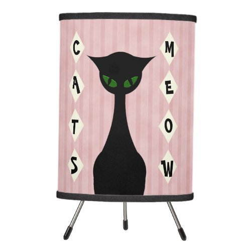 Retro Cats Meow Mid_Century_Modern Tripod Lamp