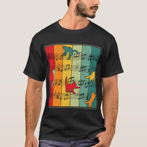 Retro Cats Music Cat Lover Musicians T_Shirt