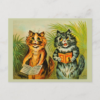 Retro Cats Music in Pusstown Funny Cats Singing Postcard