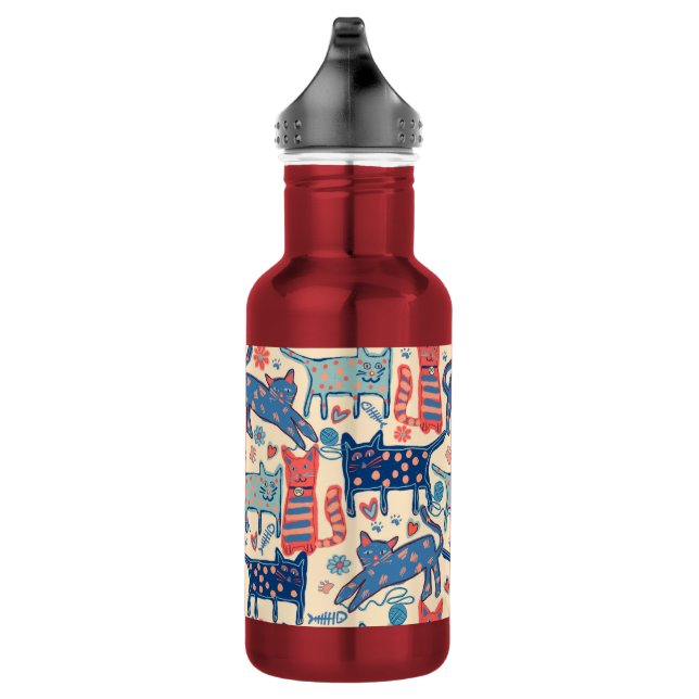 Retro Cats Stainless Steel Water Bottle (Right)