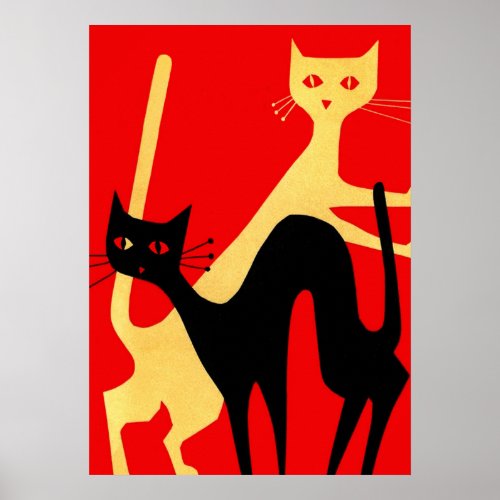Retro Cats Vintage Minimalist Poster