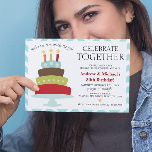 Retro Celebrate Together Birthday Cake  Birthday Invitation