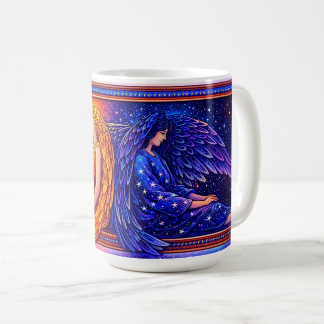 Retro Celestial Day & Night Angels Coffee Mug (Front Right)