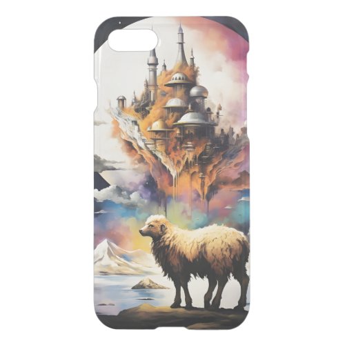 Retro Celestial Moon Sheep Adventure iPhone SE87 Case