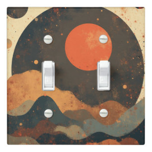 Retro Celestial Mountain Landscape Abstract Light Switch Cover