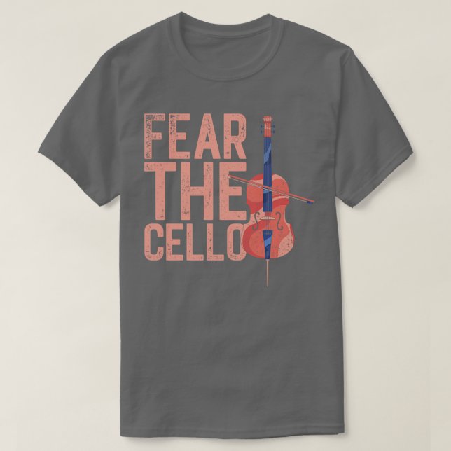 Retro Cellist Fear The Cello T-Shirt (Design Front)