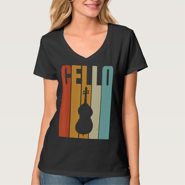 Retro Cello  Cool Cello Player T-Shirt (Front)