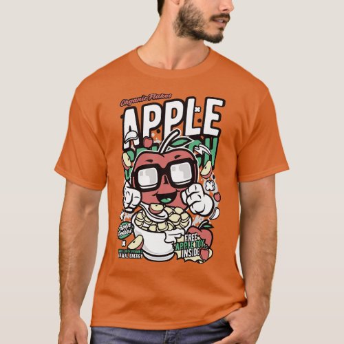 Retro Cereal Box Apple Crunch Junk Food Cereal Lov T_Shirt