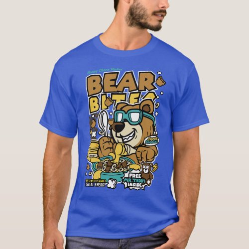 Retro Cereal Box Bear Bites Junk Food Cereal Lover T_Shirt
