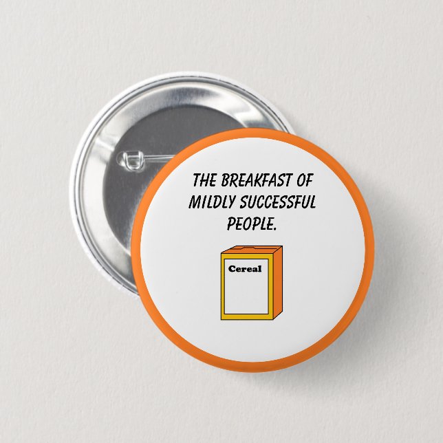 Retro Cereal Box Cartoon, Funny Pop Art Breakfast Button (Front & Back)