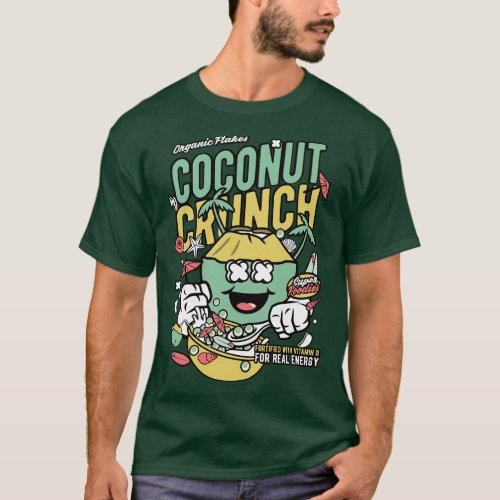 Retro Cereal Box Coconut Crunch Junk Food Cereal L T_Shirt