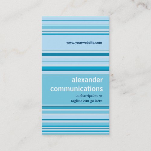Retro Cerulean Stripes Business Card