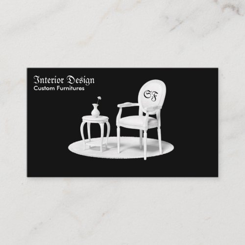 Retro Chair Table Vase Carpet Interior Furniture Business Card