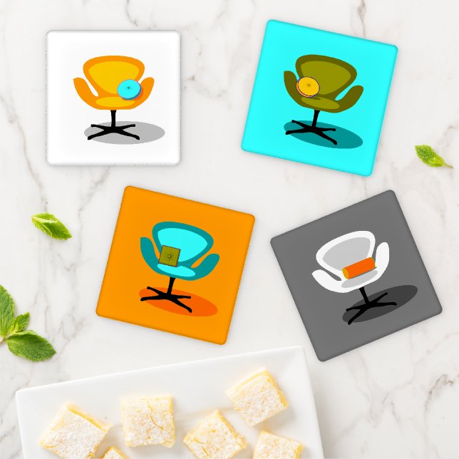 Retro Chairs Coaster Set (In Situ)