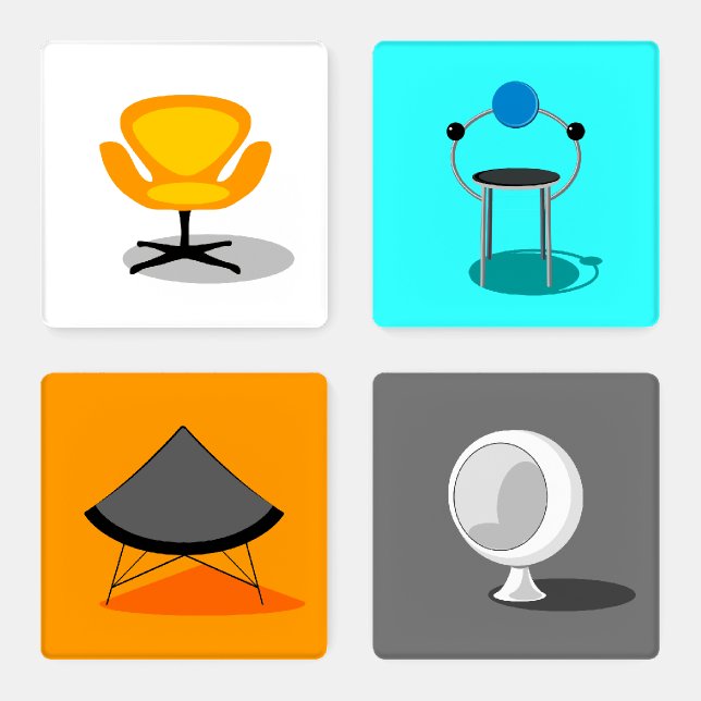 Retro Chairs Coaster Set (Set)