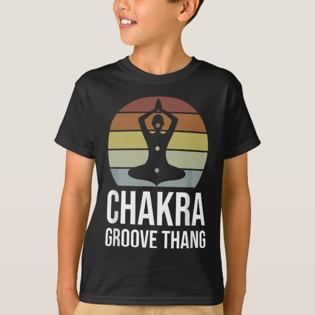 Retro Chakra Groove Thang Funny Yoga Spiritual Med T-Shirt (Front)