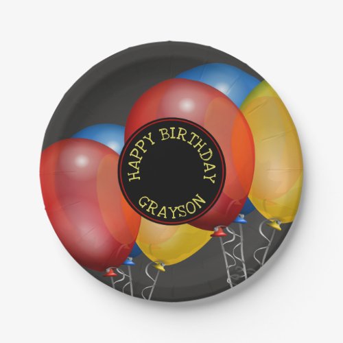Retro Chalkboard and Balloons Happy Birthday Paper Plates