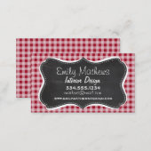 Retro Chalkboard; Carmine Red Gingham; Checkered Business Card (Front/Back)