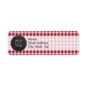 Retro Chalkboard; Carmine Red Gingham; Checkered Label