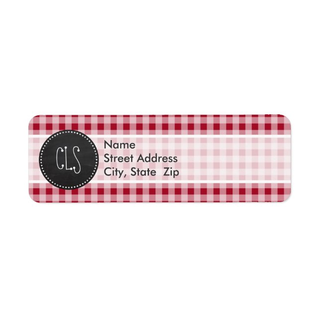 Retro Chalkboard; Carmine Red Gingham; Checkered Label (Front)
