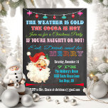 Retro Chalkboard Christmas Party Invitation<br><div class="desc">Invite your naughty or nice friends to this awesome Christmas Party with a vintage Santa Clause,  hanging ornaments,  fun typography all on a chalkboard background. So eat,  drink and be Merry with the awesome invitation.</div>