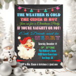 Retro Chalkboard Christmas Party Invitation<br><div class="desc">Invite your naughty or nice friends to this awesome Christmas Party with a vintage Santa Clause,  hanging ornaments,  fun typography all on a chalkboard background. So eat,  drink and be Merry with the awesome invitation.</div>