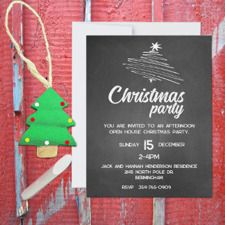 Retro Chalkboard Christmas Party Invitation