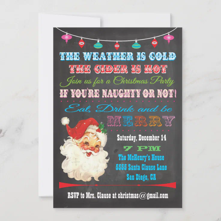 retro christmas party invitations