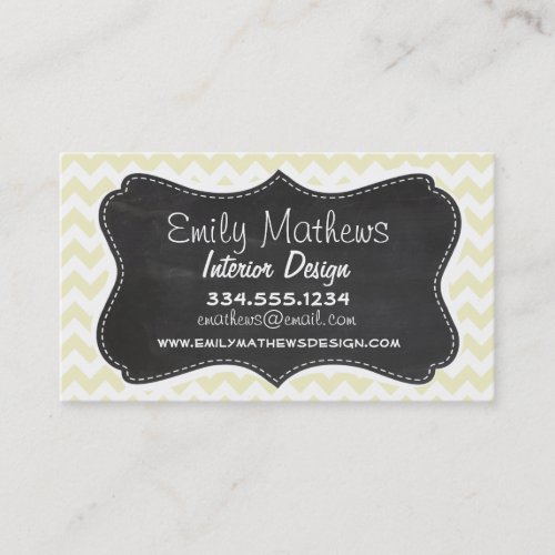Retro Chalkboard; Cream Chevron; zig zag Business Card