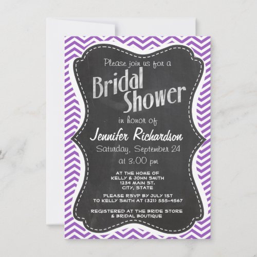 Retro Chalkboard; Deep Lilac Chevron Announcements